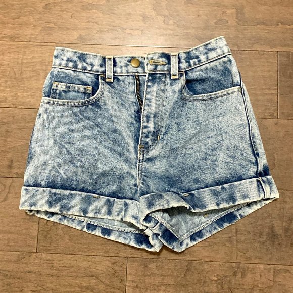 American Apparel Acid Wash High-Waist Jean Cuff Short - Picture 3 of 9